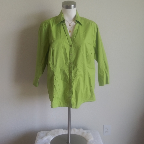 St.john's bay women's blouse size 1X green color 3 - Picture 2 of 6